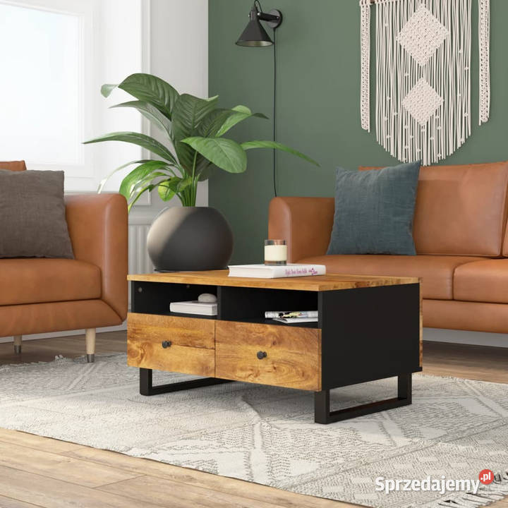 Stolik kawowy 80x54x40 mango i materiał Warszawa