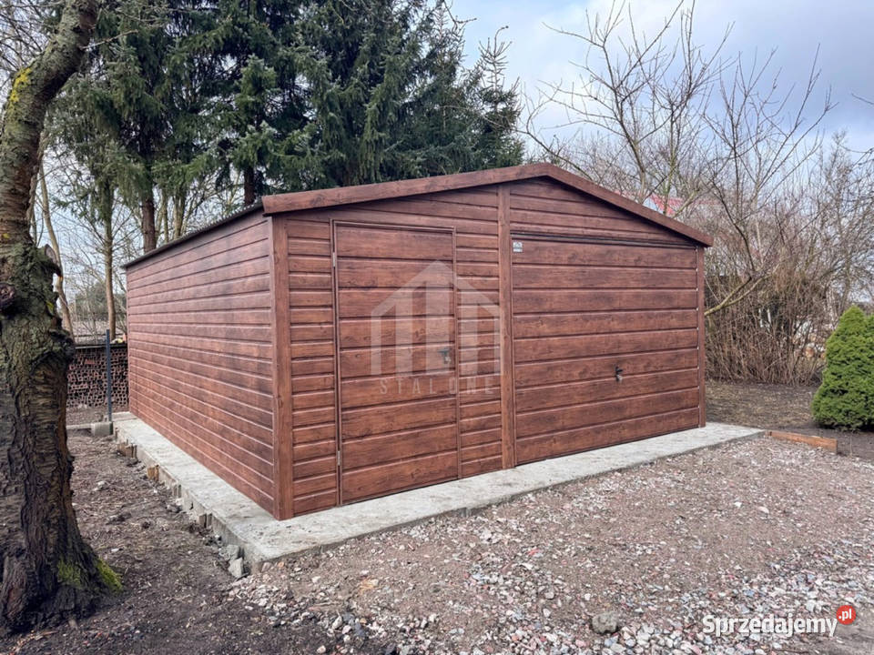 Garaż blaszany 5x5m brama drzwi drewnopodobny Leszno