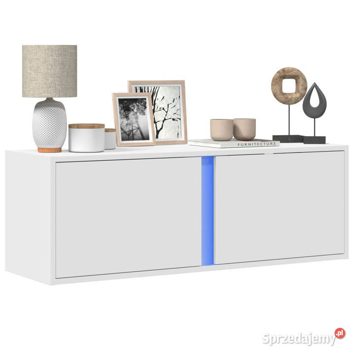 Ścienna szafka TV z LED biała 100x31x35 WM852264 Warszawa