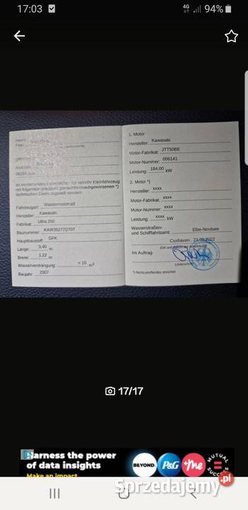 Skuter wodny Kawasaki z wózkiem