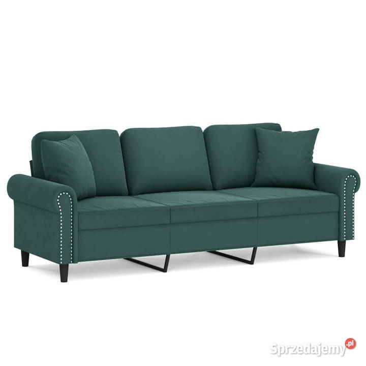 3osobowa sofa z poduszkami ciemnozielona 180 Warszawa