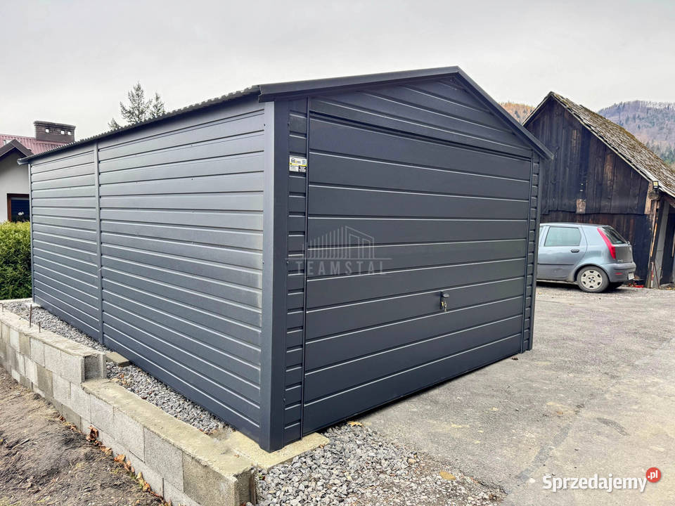 Garaż blaszany 35x6m Brama uchylna Antracyt dach Września