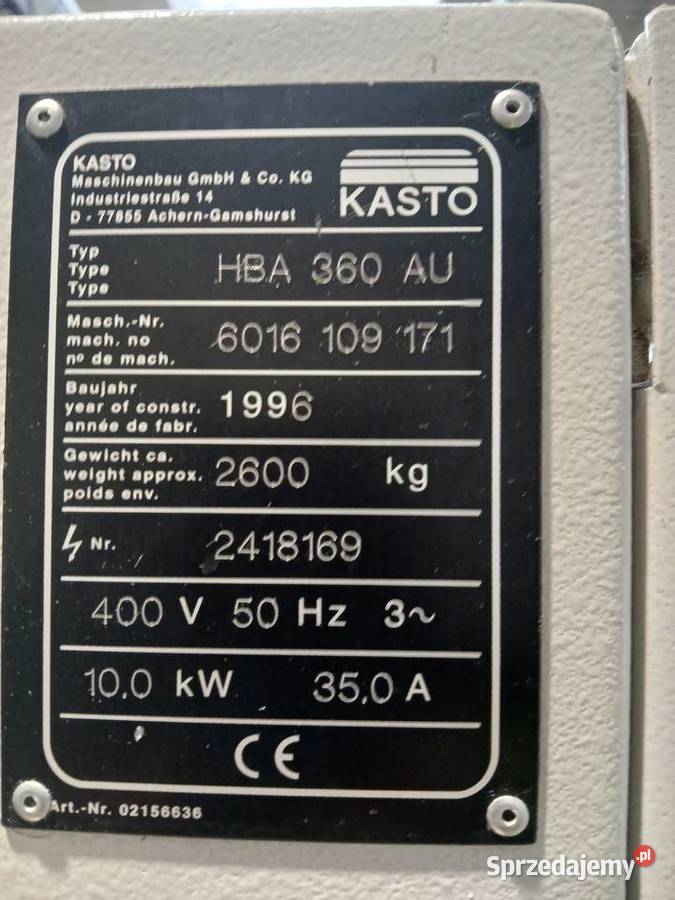 PIla taśmowa KASTO HBA 360AU z 1996 roku Chochołów