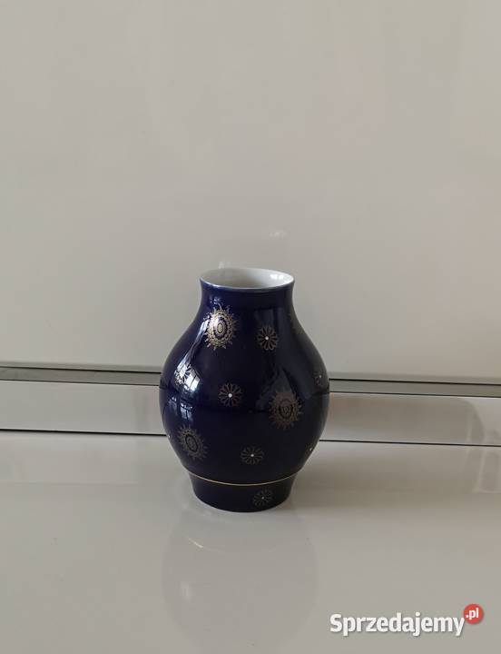Wazon porcelanowy kobalt złocenia vintage Toruń