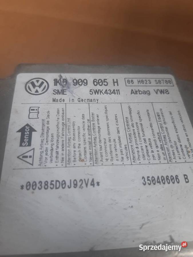 Sterownik poduszki powietrznej 1K0909605H VW osobowe Czujniki i sterowniki dolnośląskie Wrocław