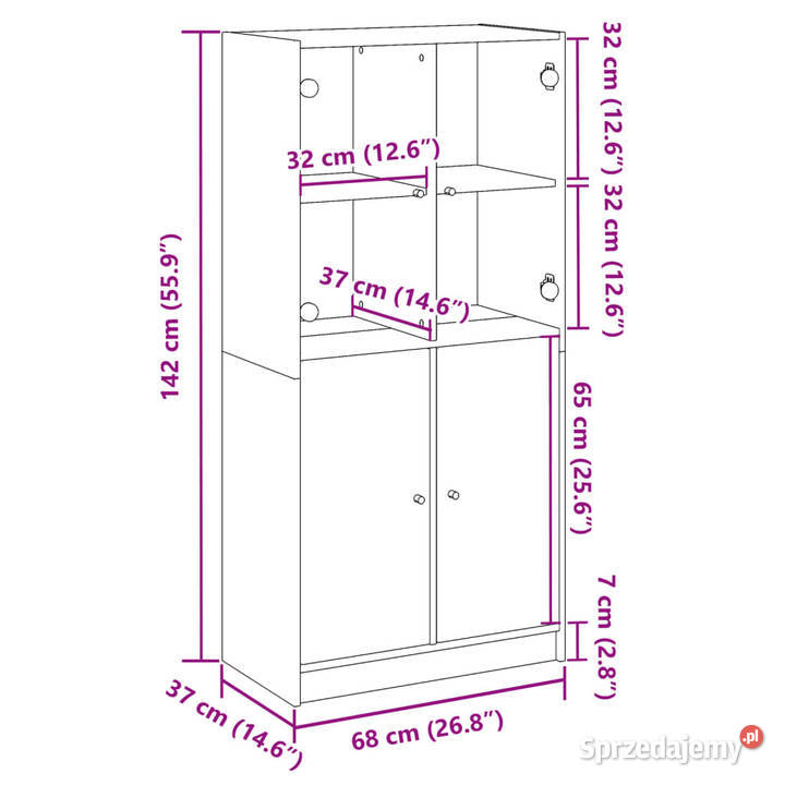Szafka z drzwiczkami dąb artisian 68x37x142 Warszawa