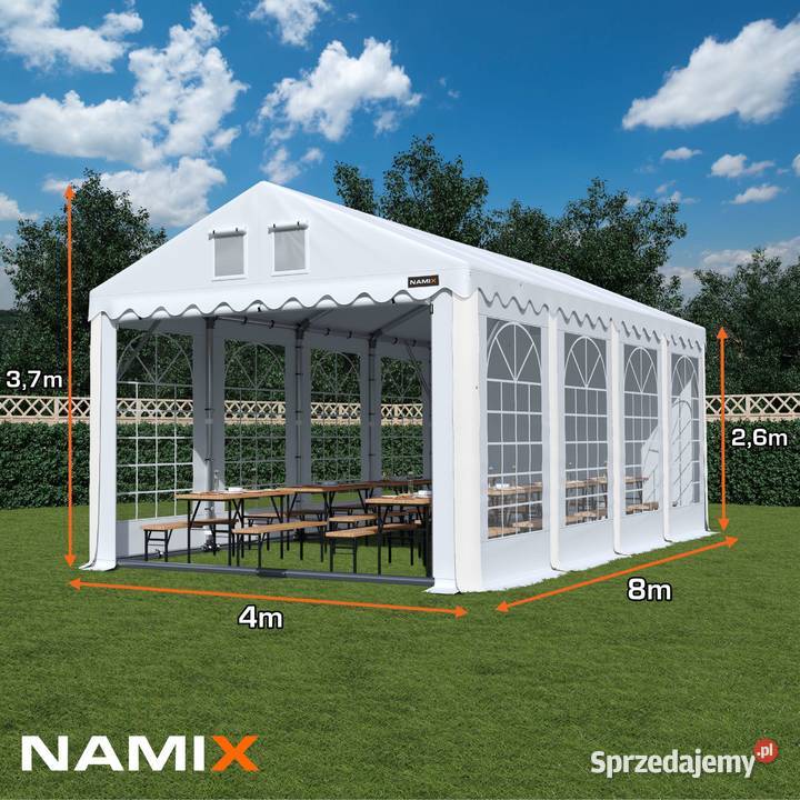 Namiot PRESTIGE 4x826m ogrodowy imprezowy garaż mazowieckie Jabłonna