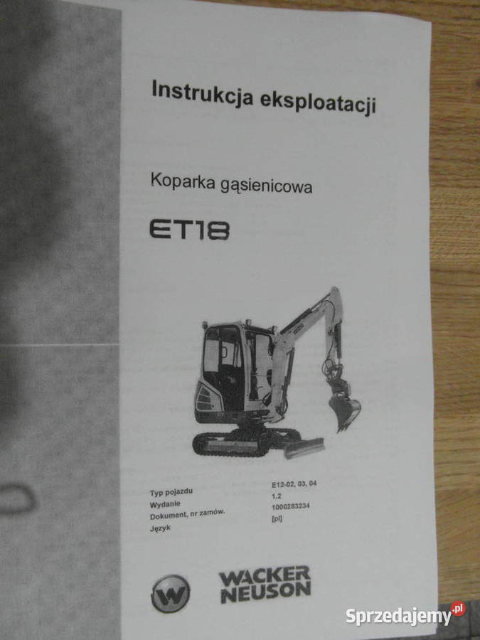 dtr instrukcja obsługi koparka wacker neuson zachodniopomorskie Szczecin
