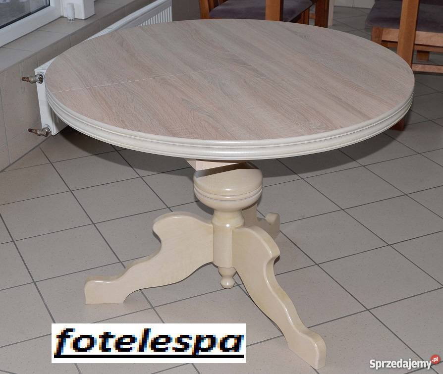 Stół o srednicy 90cm rozkładany toczona noga sonoma