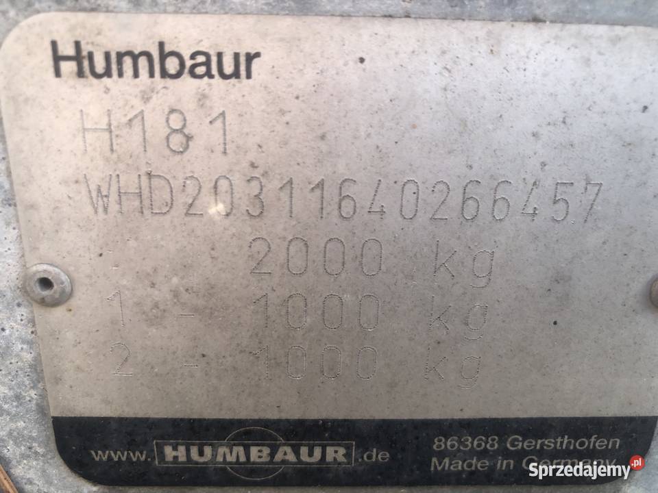 Przyczepa ciężarowa Humbaur H181 Burtowe i plandeki opolskie Prószków
