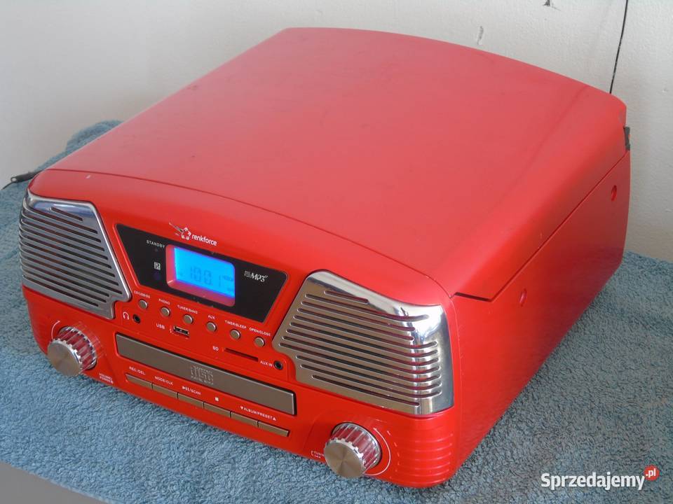 Gramofon z radiem USB SD mp3 AUX i głośniki Jasło