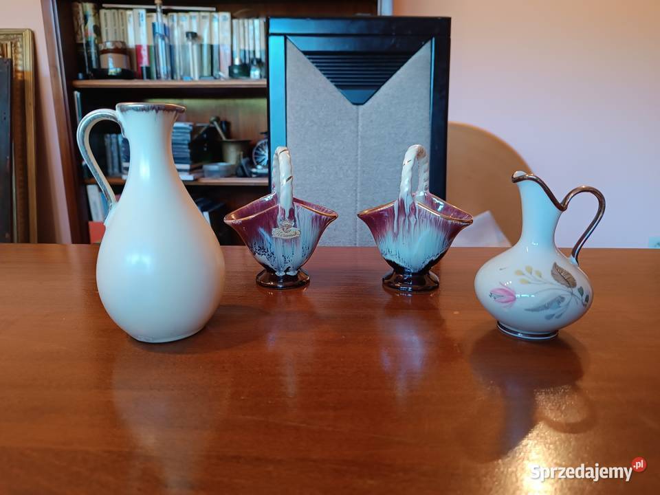 Zestaw ozdóbek ceramicznych wazoniki i koszyki Szczyrk
