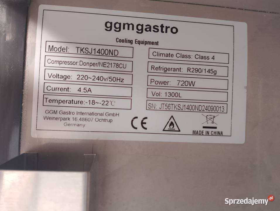 Szafa mroźnicza 2drzwiowa GGM GASTRO TKSJ1400ND dolnośląskie