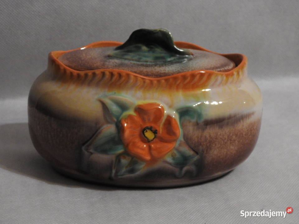Śliczny ceramiczny pojemnik ozdoby w 3D sygn na Inowrocław