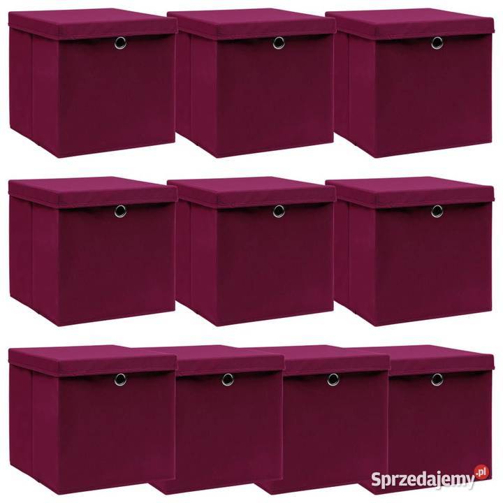 vidaXL Pudełka z pokrywami 10 ciemnoczerwone Warszawa