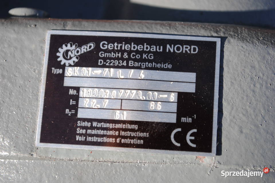 Motoreduktor 037kw 61obrmin Firmy NORD lubuskie Kargowa