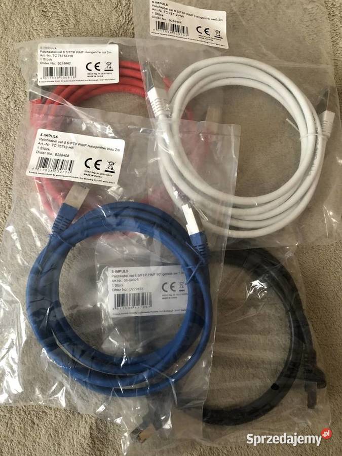 Patchcord Cat6 Rj45 SFTP PIMF 2 metry różne sprzedam
