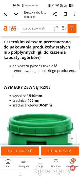 Beczka do kiszenia kapusty 45 l wielkopolskie Główiew