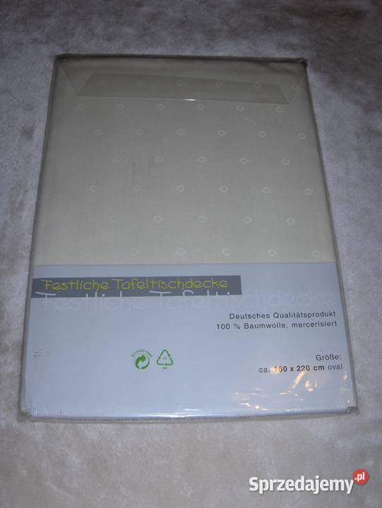 Owalny plamoodporny obrus Kremowy 160x220