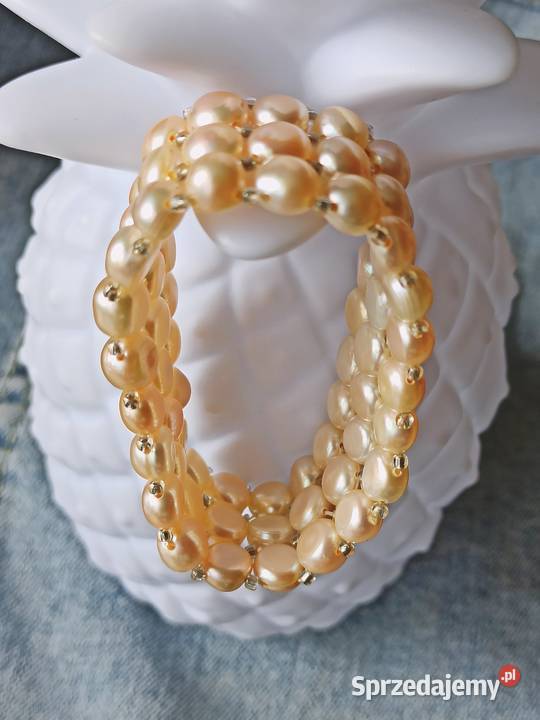 Bransoletka 3rzędowa szeroka perła hodowlana Warszawa