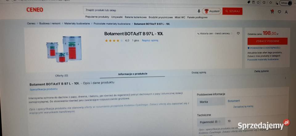 Bitumiczna powłoka izolacyjna Botazit B97L małopolskie Nowy Targ