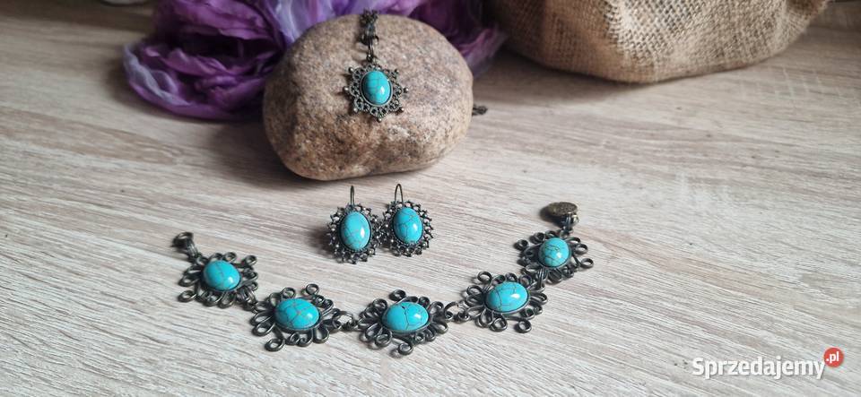 Turkus naturalny Komplet biżuterii vintage Bydgoszcz