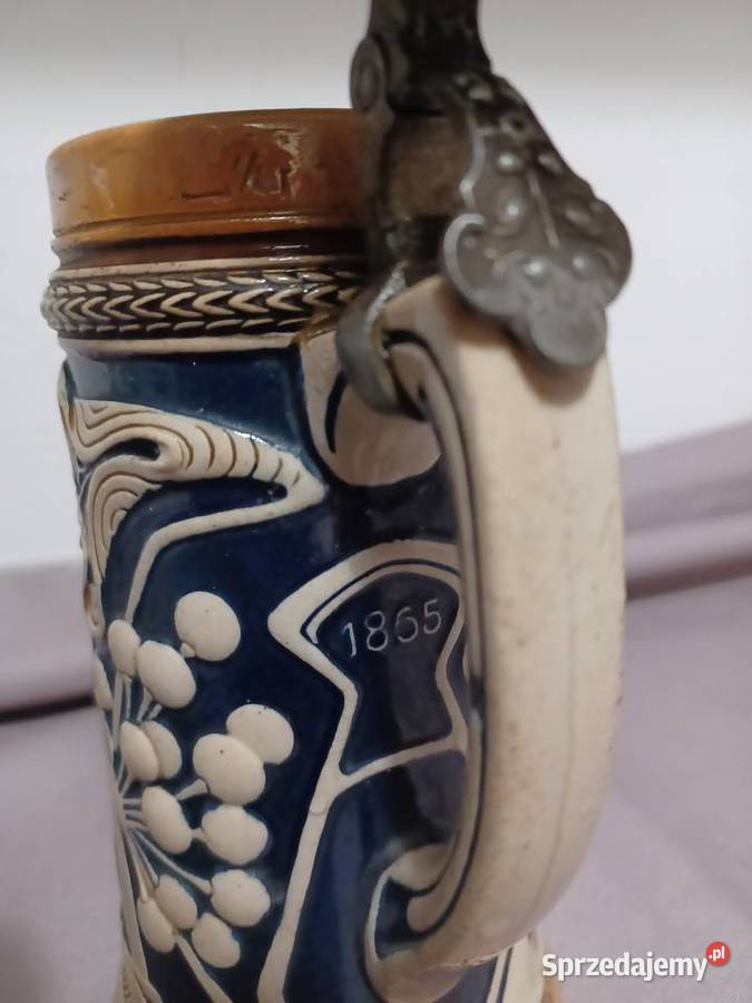 PORCELANOWY stary kufel z k 19 w Sygnowany Wrocław