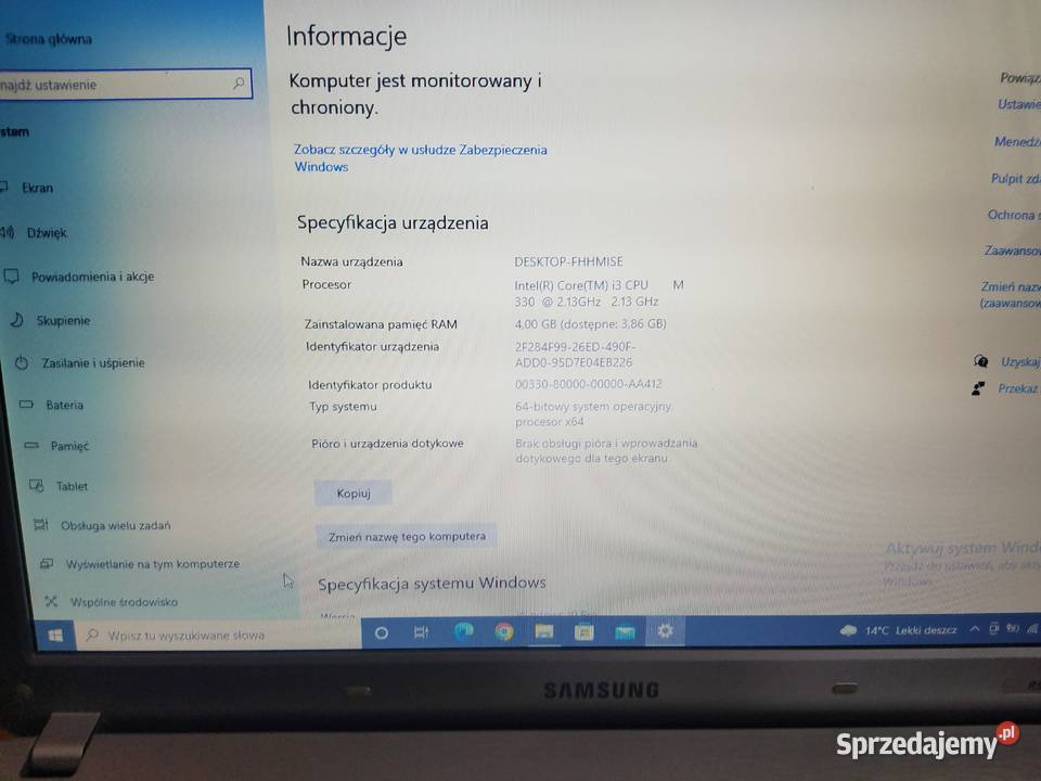 Laptop Samsung R530 intel core i3 330M GeForce 3 4GB Rymanów