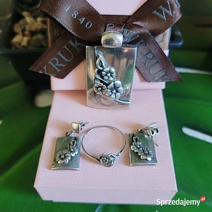 Srebrny 925 kwiatowy zestaw biżuterii Zestawy biżuterii mazowieckie