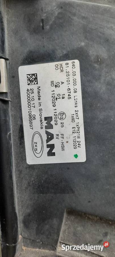 Lampa Przód Lewa MAN TGX 81251016745 ciężarowe Staszów