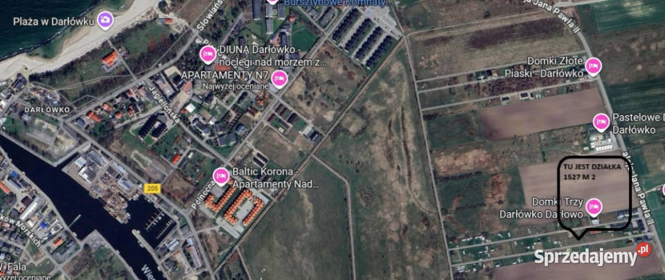 Działki rekreacyjne Darłowo Kolorowa Alei JP II utwardzona