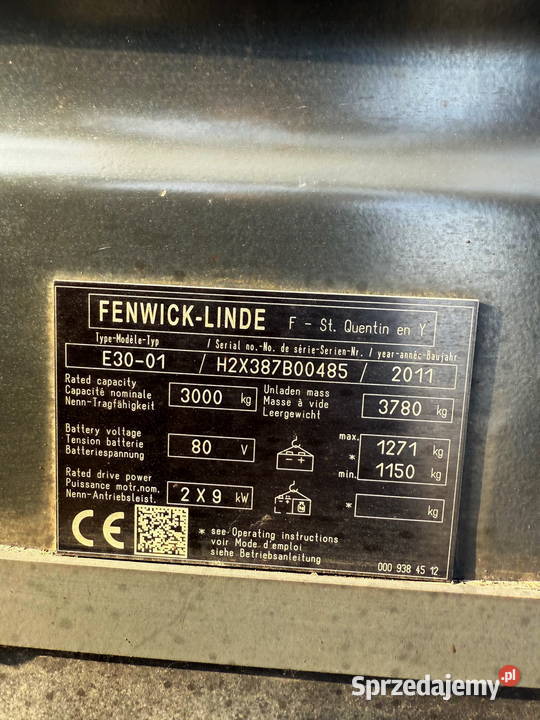 wózek widłowy elektryczny LINDE E30 wolny skok łódzkie Działoszyn sprzedam