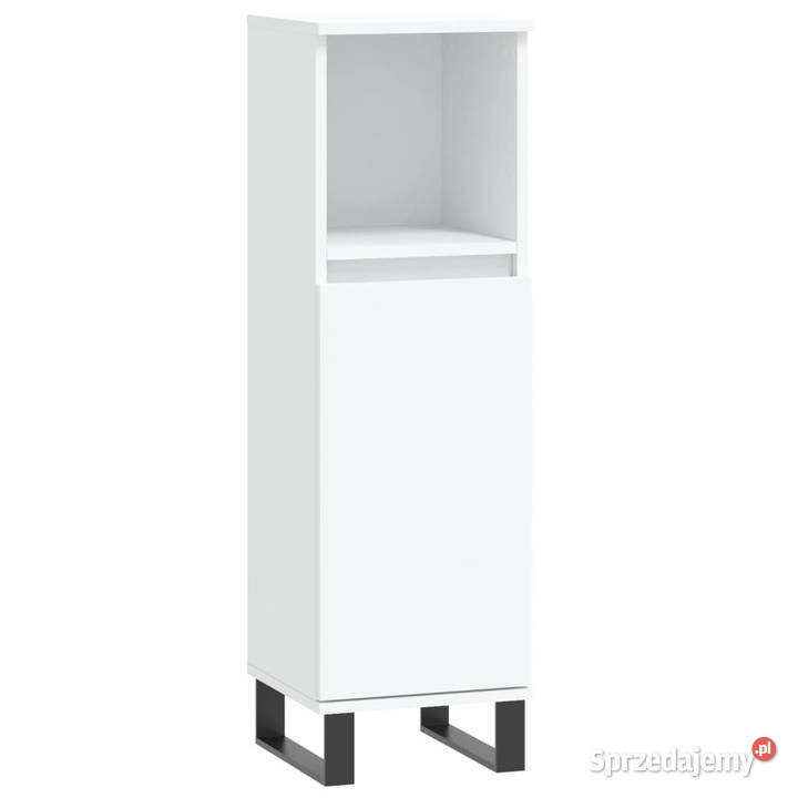 Zestaw 3 szafek łazienkowych biały materiał