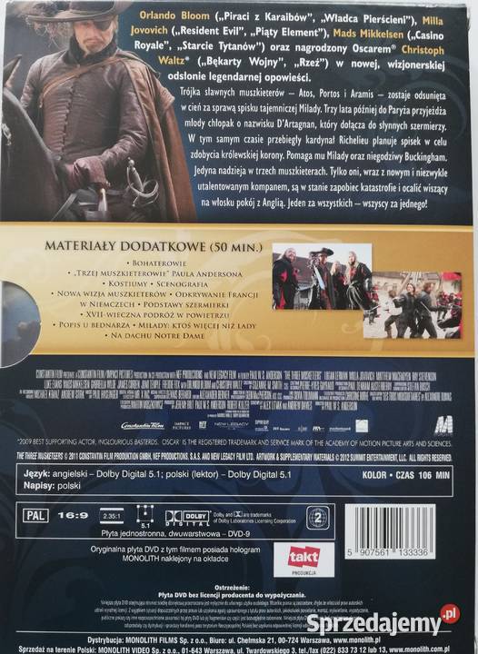 Trzej Muszkieterowie DVD Orlando Bloom Christoph przygodowy Łódź sprzedam
