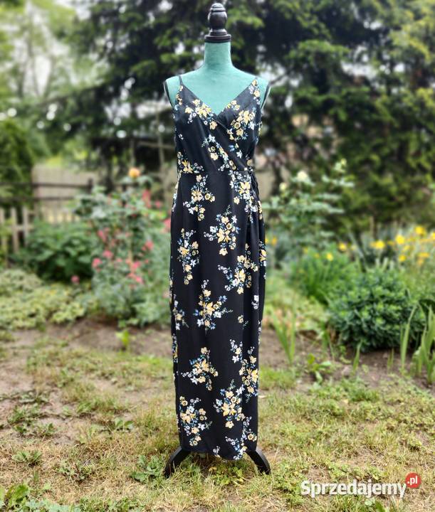 Sukienka HM czarna żółte kwiaty 46 3XL plus size Szczecin