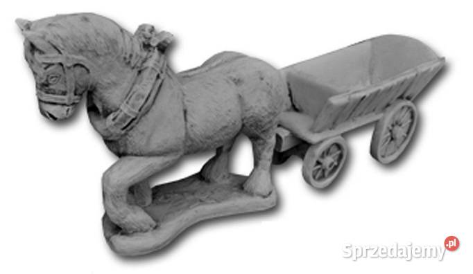 FIGURKA OGRODOWA betonowa rzeźba KOŃ Z WOZEM Z79 opolskie Nysa