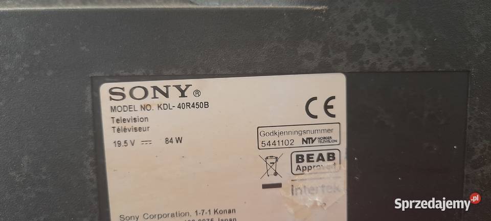 Telewizor Sony 40 uszkodzony Sony Cieszyn