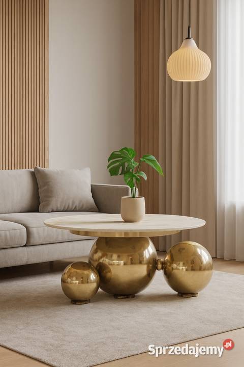 Złoty stolik kawowy Premium Milenio z kamiennym małopolskie Golkowice