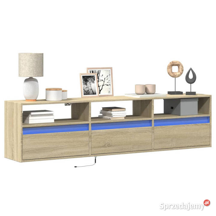 Ścienna szafka pod TV z LED dąb sonoma 180x31x45