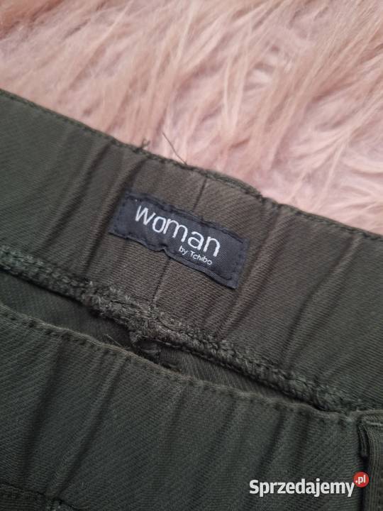 Świetne materiałowe spodnie oliwkowe khaki rurki Długie Spodnie małopolskie Kraków