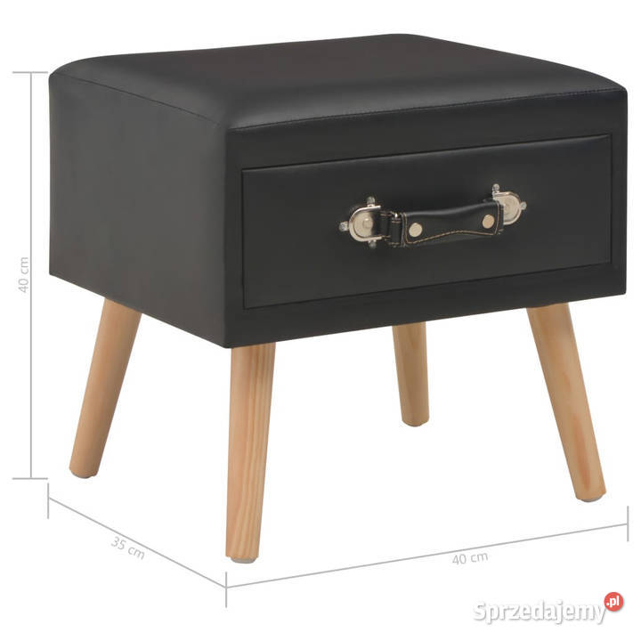 Szafka nocna czarna 40x35x40 sztuczna skóra Warszawa