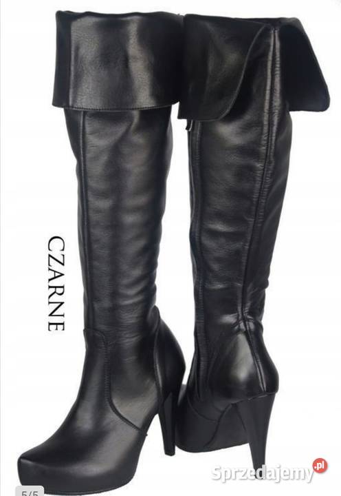 Kozaki damskie czarne muszkieterki Zielonki