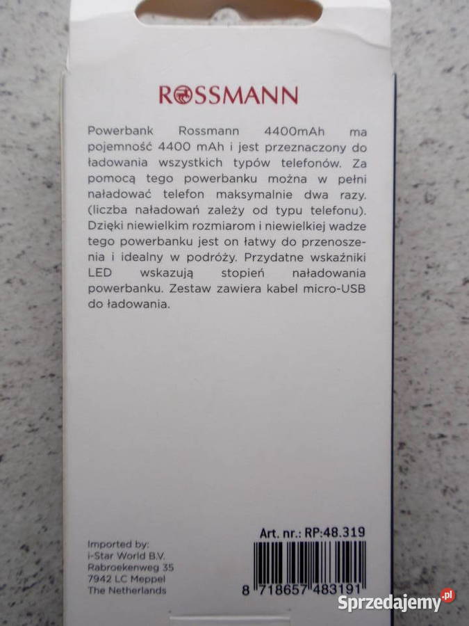 Powerbank 4400MAH Rossmann łódzkie Łódź