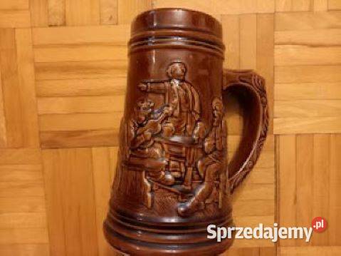 Ozdobny duży gliniany kufel PRL z Grójca mazowieckie Warszawa sprzedam