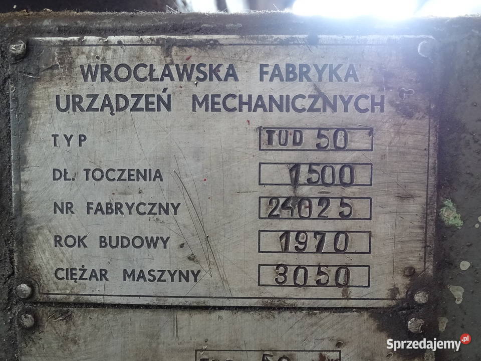 TUD 50 1500 polska tokarka z 1970 r do remontu Gorzów Wielkopolski