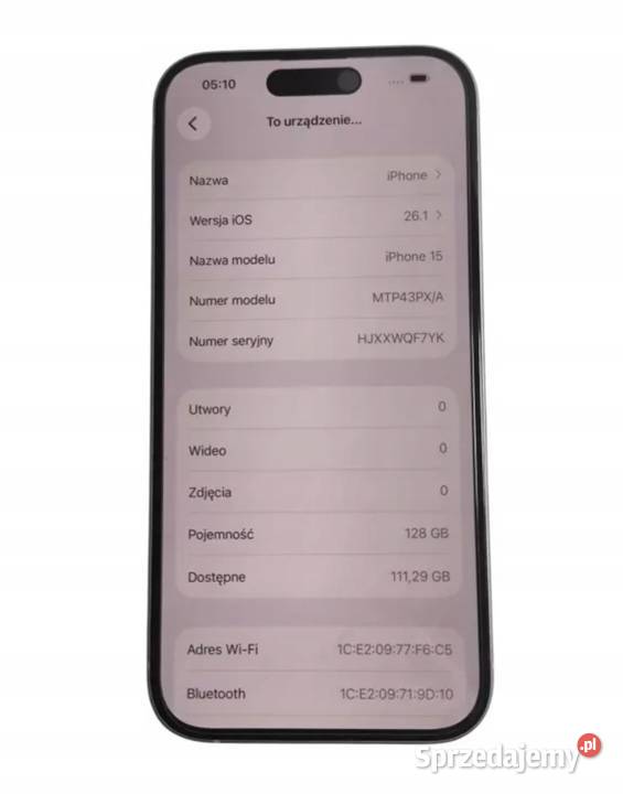 Smartfon Apple iPhone 15 6 GB 128 GB 5G Warszawa