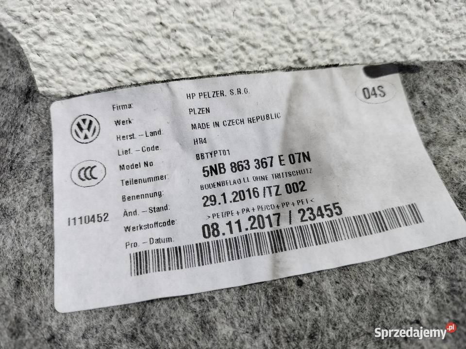 Tiguan 2 tapicerka podłogi Gruszczyn