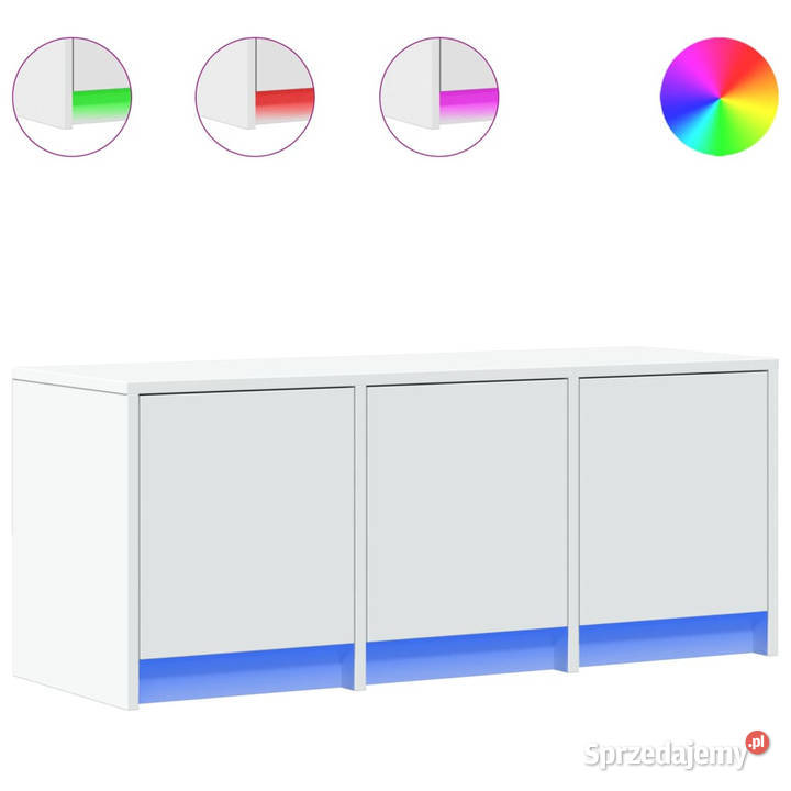 Szafka TV z LED biała 97x34x40 materiał Warszawa