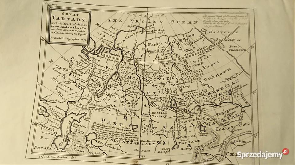 Starodruk Carska Rosja Syberia Mapa 1732 r sprzedam
