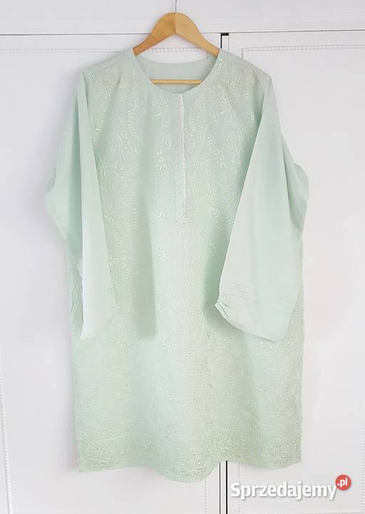 Nowa tunika indyjska XXL 44 bawełniana pastelowa zielony Bluzki i koszule Szczecin